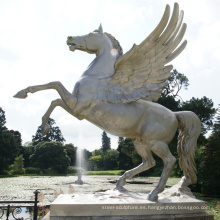 Caballo de bronce de decoración de parque de alta calidad con estatua de alas